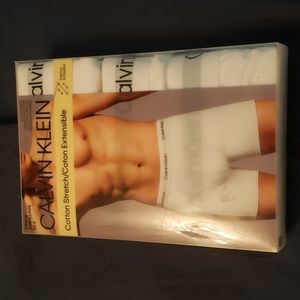 Calvin Klein Men's Cotton Stretch Boxer Briefs, White/White/White, Small